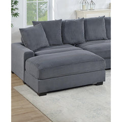 Living Room Furniture 1pc Ottoman Dark Gray Corduroy Soft Cushion Cocktail Ottoman Wood Legs