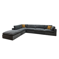 Coffee Bean Like Upholstery Full Compressed Modular Sectional with Toss Pillows
