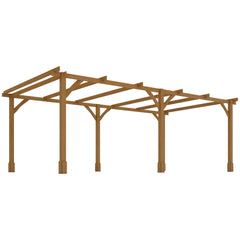 20' x 10' Wood Pergola, Outdoor Gazebo Grape Trellis with Stable Structure for Climbing Plant Support, Dark Brown