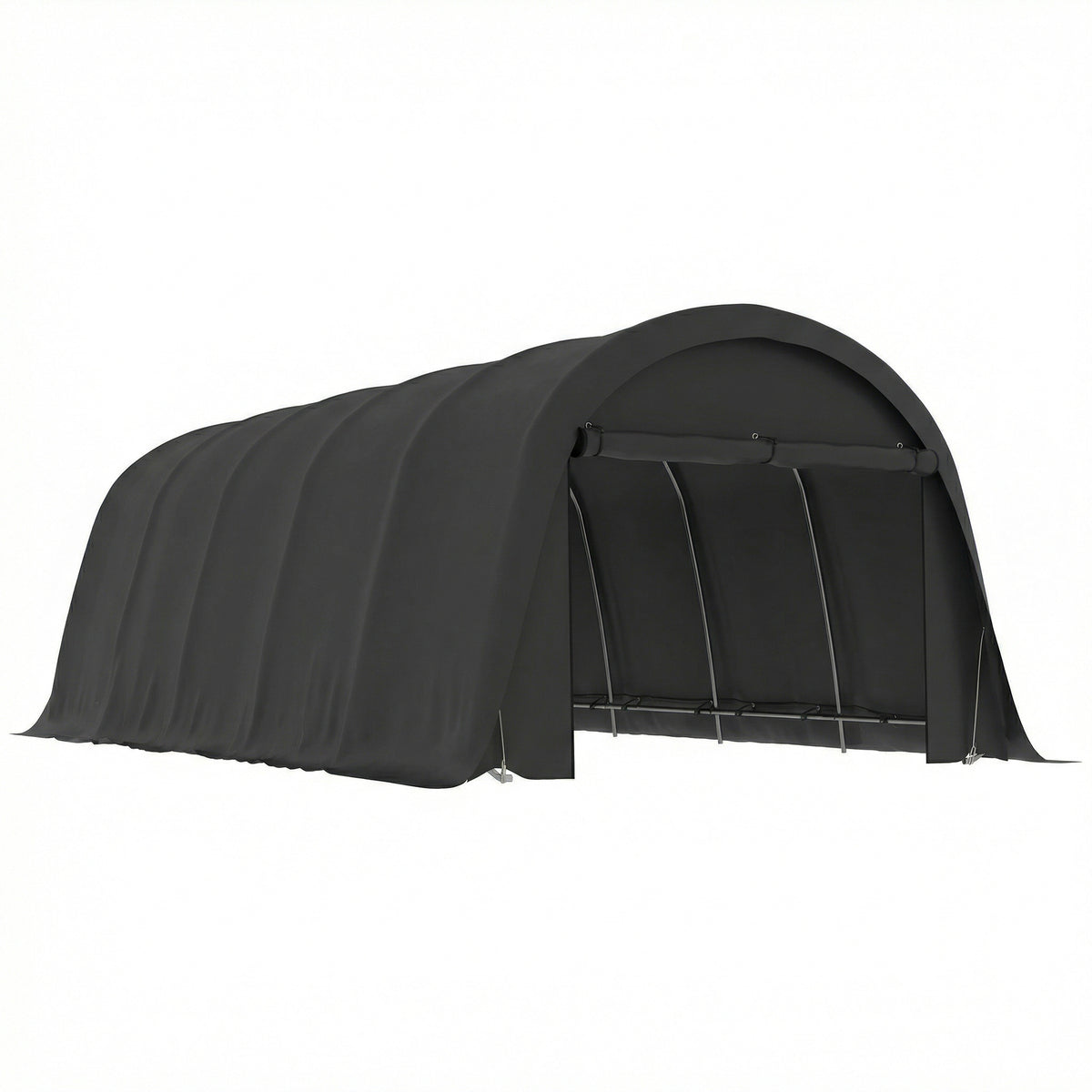12' x 23.6' Heavy Duty Carport, UPF50+ Portable Garage Car Canopy Tent with Galvanized Frame, Large Door, Dark Gray