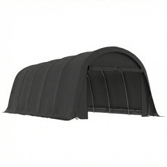12' x 23.6' Heavy Duty Carport, UPF50+ Portable Garage Car Canopy Tent with Galvanized Frame, Large Door, Dark Gray