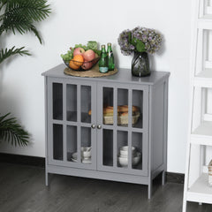 Contemporary Storage Cabinet, Cupboard Buffet Credenza with 2 Doors for Kitchen, Hallway, Living Room, Gray