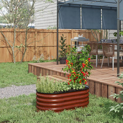3.4' x 2' x 1.4' Galvanized Raised Garden Bed Kit, Metal Planter Box with Safety Edging, Brown