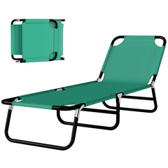 Portable Folding Adjustable Sun Beach Lounger / Camping Cot - Green