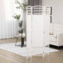 3 Panel Folding Room Divider Portable Privacy Screen Wave Fiber Room Partition for Home Office White