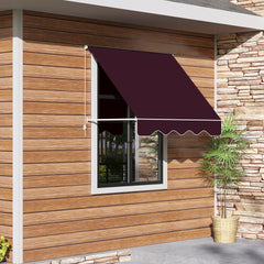 6' Drop Arm Manual Retractable Window Awning Sun Shade Shelter for Patio Balcony Outdoor, Aluminum, Wine Red