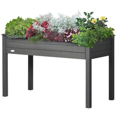 48" Raised Garden Bed, Elevated Wooden Planter Box with Holes for Vegetables, Herb, Flowers for Backyard, Dark Gray