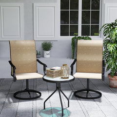 Patio Swivel Chairs Set of 2, High Back Patio Dining Chairs with All-Weather Mesh for Backyard, Lawn, Garden, Brown