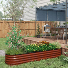 7.9' x 2' x 1.4' Galvanized Raised Garden Bed Kit, Metal Planter Box with Safety Edging, Brown