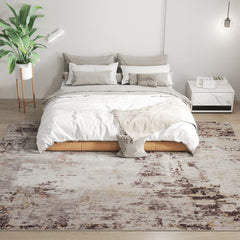 Machine Washable Area Rug 8x10, Non-Slip Modern Abstract Floor Carpet for Living Room, Bedroom, Dining Room, Mixed-Brown