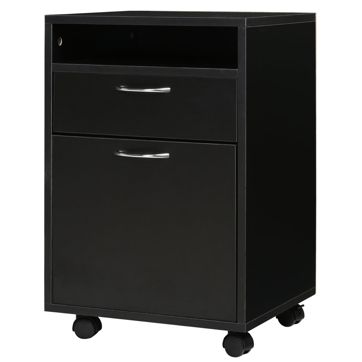Mobile Storage Cabinet Organizer with Drawer and Cabinet, Printer Stand with Castors, Black