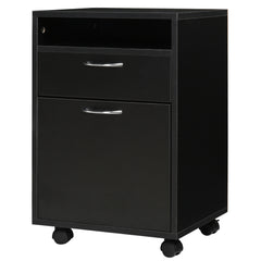 Mobile Storage Cabinet Organizer with Drawer and Cabinet, Printer Stand with Castors, Black