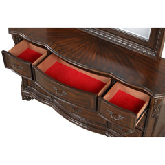 Traditional Style 9-Drawer Dresser With metal drawer pulls Made with Wood in Dark Walnut