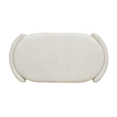Tale 43" Upholstered Oval Storage Bench, Ivory White Boucle