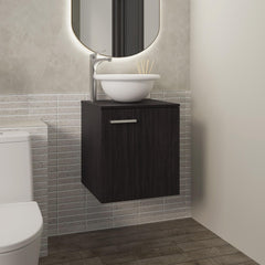 Asteroid Floating, Wide One-Door Cabinet Vanity, With Wessel Sink And One Shelf, Bathroom Storage, Black