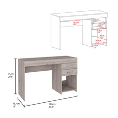 Showcase Two Drawer Computer Desk, One Lower Shelf -Light Gray