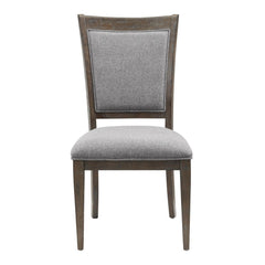 Saturn 26 Inch Set of 2 Side Dining Chairs, Gray Polyester, Driftwood Brown
