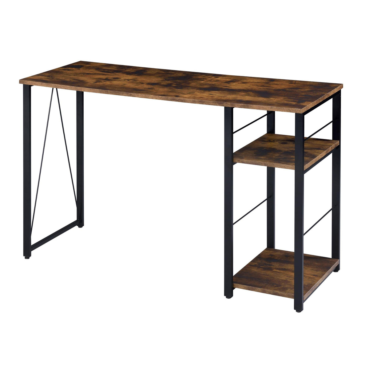 Pluto Oak and Black 2-Shelf Rectangular Writing Desk