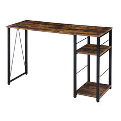 Pluto Oak and Black 2-Shelf Rectangular Writing Desk