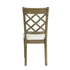 Mercury Beige Linen & Rustic Oak Finish Side Chair (Set of 2)