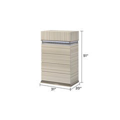 Earth Modern Style 5 Drawer Chest made with wood and LED in Gray with clean linear detailing