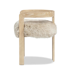 Zeus 21" Low Back Genuine Fur Dining Chair, Natural Blonde Genuine Fur