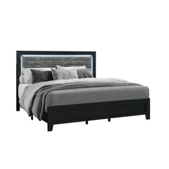 AURA BLACK QUEEN BED WITH LED
