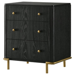 Atlas Black 3-drawer Nightstand