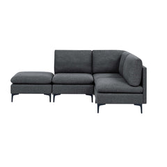 Linen Upholstered Modular Sectional with Metal Legs