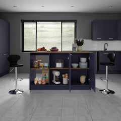Poem Kitchen Island With Large Dining Countertop, Double Door Cabinet with Interior Storage Shelves and, Two Open Shelves