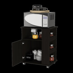 Vault Lower Microwave Cabinet, Single Door, Three Side Shelves-Black