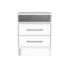 Hephaestus Nightstand , End Table, Side Table Superior Top, Two Drawers -White