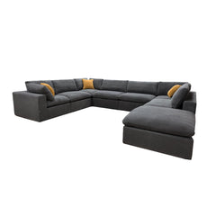 Coffee Bean Like Upholstery Full Compressed Modular Sectional with Toss Pillows