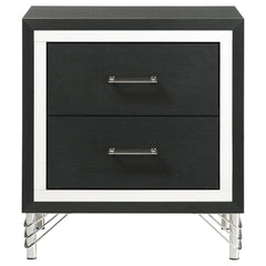 Vault Black 2-drawer Nightstand Bedside Table