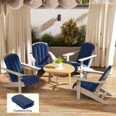 Set of 4 Outdoor Chair Cushions, High Back Adirondack Chair Cushion with Ties, High-Density Foam, Navy Blue