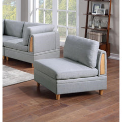 Living Room Furniture Armless Chair Light Grey Dorris Fabric 1pc Cushion Armless Chair Wooden Legs