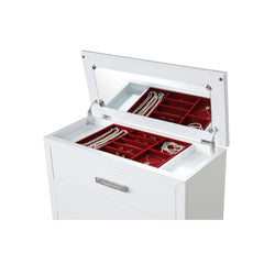 Aphrodite Chest with Mirror Lid on Top Made with Wood in Milky White
