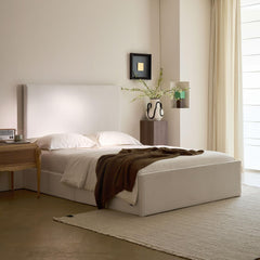 Chronicle Tall Headboard Upholstered Bed / 52" High Headboard / Elegant Simplicity / No Box Spring Needed / Easy Assembly / King / Coconut Micro Suede
