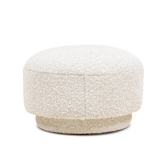 Tale 15" Mushroom Footstool Ottoman, Ivory White Boucle