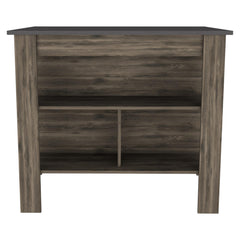 Astyanax Kitchen Island, Four Legs, Three Shelves -Dark Brown / Onyx