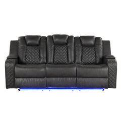 Waltz LED & Power Recliner 2 PC Made With Faux Leather in Gray