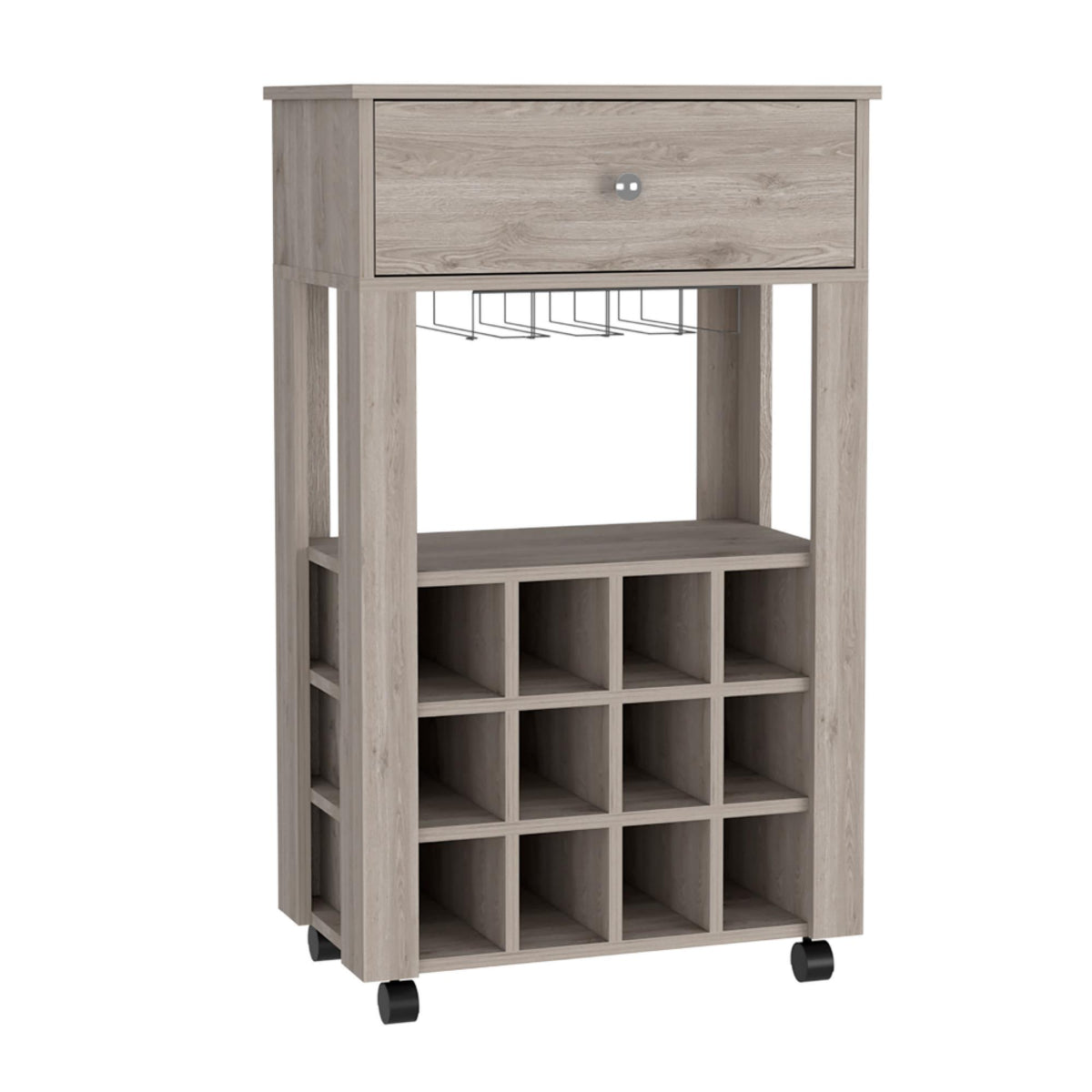 Atlas 1-Drawer 12-Bottle Wine Cabinet Light Grey