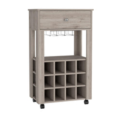 Atlas 1-Drawer 12-Bottle Wine Cabinet Light Grey