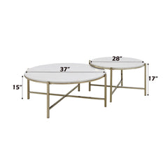 Olympus Marble Top & Nickel Finish Nesting Table Set