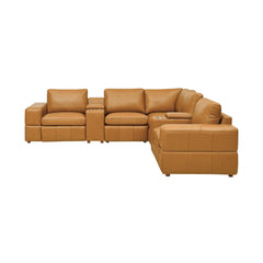 Premium Leather Match Upholstered Large Arms Sectional with Two Recliner Seats