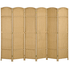 Folding Room Divider Screen 6 Panel 5.6 ' Tall Privacy Screen Freestanding Room Partition for Home Office, Nature Wood