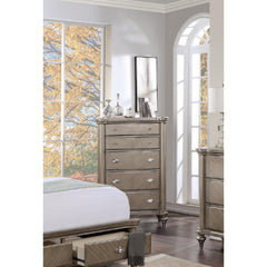 Luxury Classic Antique Silver / Champagne Finish 1pc Chest of Drawers Storage Space Bedroom Furniture