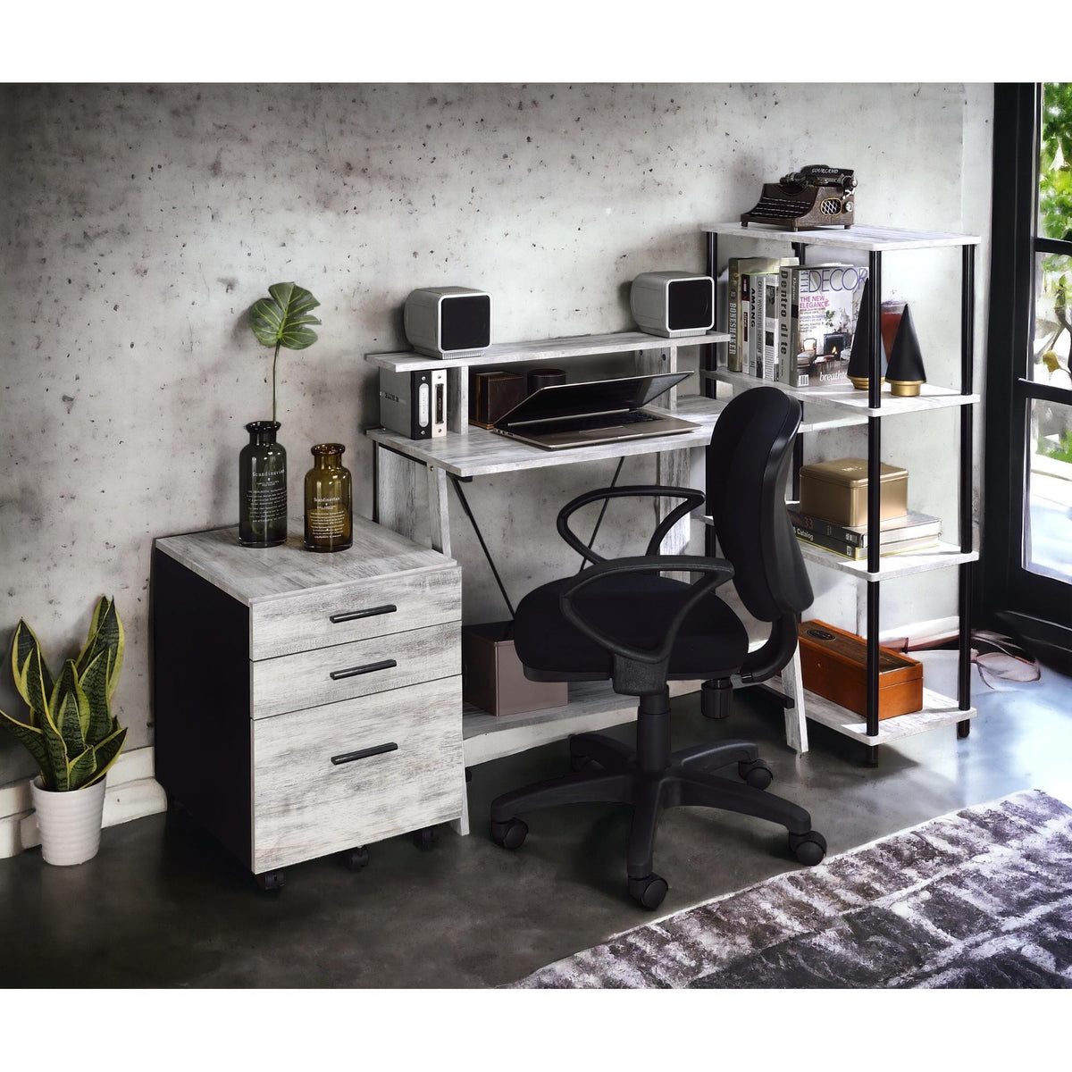 Halo Antique White& Black Finish Writing Desk