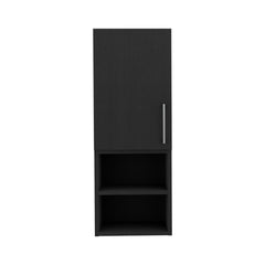 Orestes Medicine Cabinet, Two External Shelves, Metal Handle, Single Door, Two Interior Shelves -Black