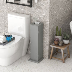 Small Toilet Paper Cabinet, Bathroom Corner Cabinet with Doors and Shelves for Paper Shampoo, Gray
